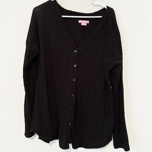 Waffle knit tie up long sleeve